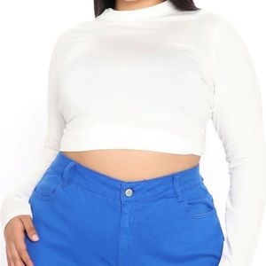 Fashion Nova Long Sleeve Mock Neck Crop Top